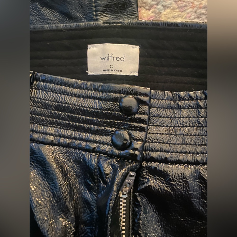 Aritzia (Wilfred Brand) Faux Black Leather Wide Leg Pants Size 10